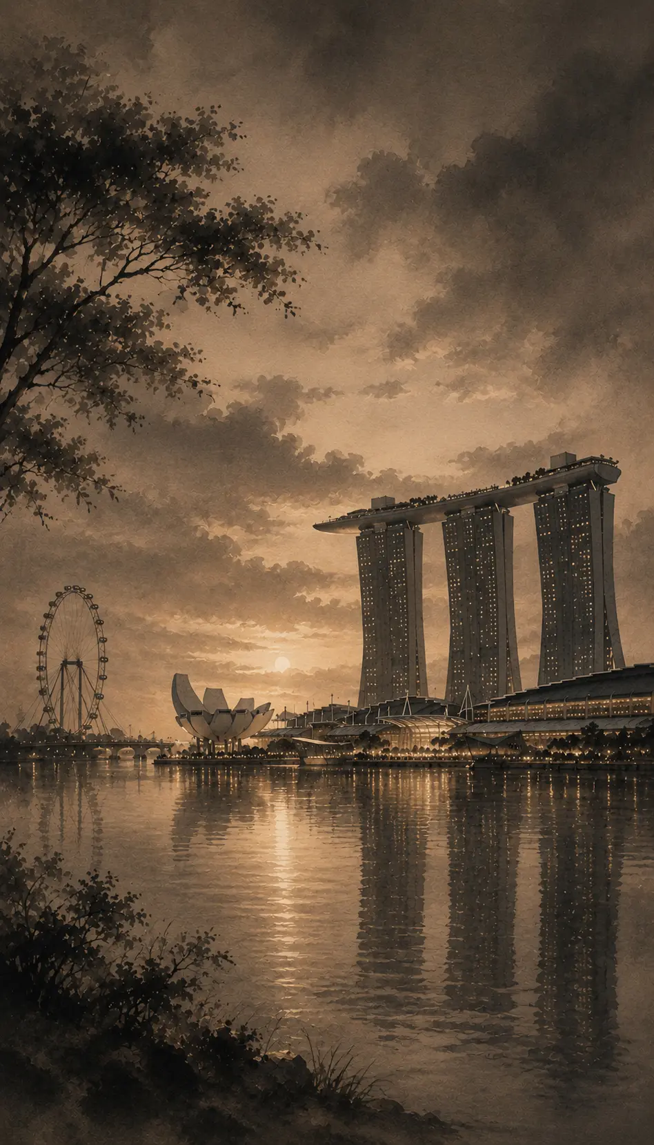 grant-supported-ai-voice-agent-singapore Singapore skyline featuring Marina Bay Sands representing AI voice agents for Singapore businesses.